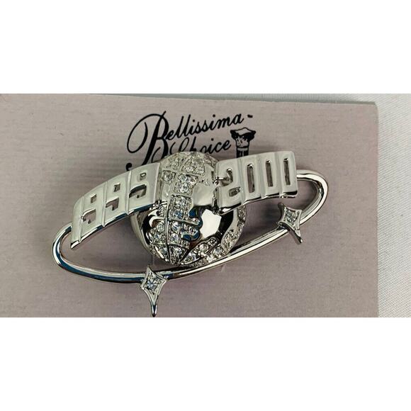 Vintage 1999 Bellissima Choice Silvertone Pin Brooch "1999-2000" 2.5"l x 1.5"h - Picture 2 of 9